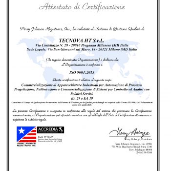 Certificazione ISO 9001 2015 Tecnova Ht Uso Cliente