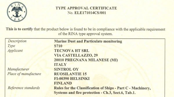 S710 Polverimetro Type Approved RINA