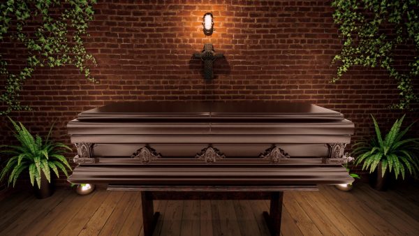 a close up view inside the bereavement room of a funeral parlor where bereaved familie SBI 349413023